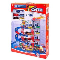 Парковка АвтоСити, 4-х уровневая, 64 детали, 4 машинки, вертолет A Btoys
