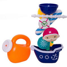 Игрушка для ванной Мельница-горка Пиратский кораблик с лейкой, 22х9,5х23,5 см Junfa Toys