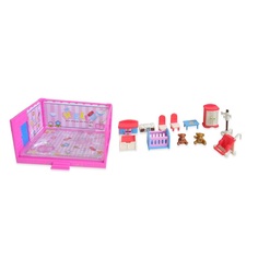 Модульная комната Abtoys Счастливые друзья Спальня с мебелью и фигурками животных, 13
