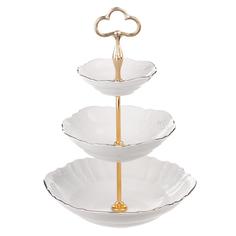 Этажерка Thun трехъярусная для фруктов с салатником декор деколь отводка платина