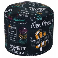 Пуф DreamBag Круг, жаккард, 45х65х65 см черный с рисунком