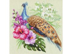 Рисунок на канве «Павлин в цветах» Матренин посад