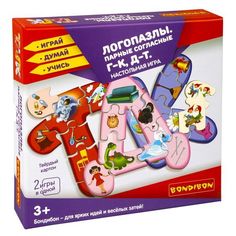 Настольная игра ЛОГОПАЗЛЫ. ПАРНЫЕ СОГЛАСНЫЕ Г-К, Д-Т 2 в 1 Играй Думай Учись Bondibon