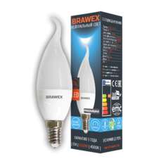 Светодиодная лампа BRAWEX свеча на ветру 7Вт 4000К B35 Е14 707Q-B35-7N