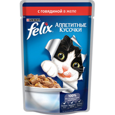 Влажный корм для кошек Felix Аппетитные кусочки, говядина, 85г