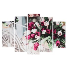 Модульная картина "Тюльпаны" (2-23х52; 2-24х70; 1-24х80) 120х80см Постер Лайн