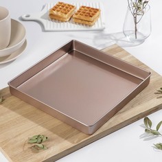Противень Cookie, 28×28×3,2 см, антипригарное покрытие, цвет коричневый No Brand