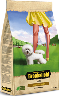 Сухой корм BROOKSFIELD для взрослых собак мелких пород, утка с рисом, 1,5кг.