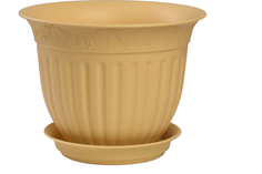 Горшок Виноград, D19, с поддоном 1,6л кремовый No Brand