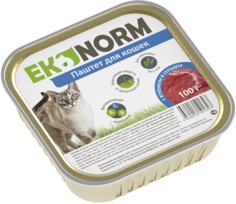 Влажный корм для взрослых кошек Ekonorm, паштет с ягненком и сердцем, 24х100 гр