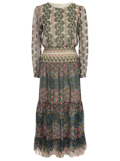 Платье шелковое с принтом Saloni