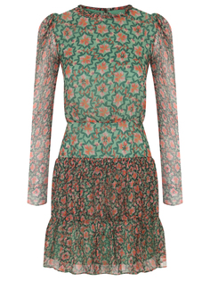 Платье шелковое с принтом Saloni