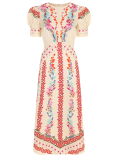 Платье шелковое с принтом Saloni