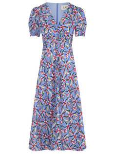 Платье шелковое с принтом Saloni