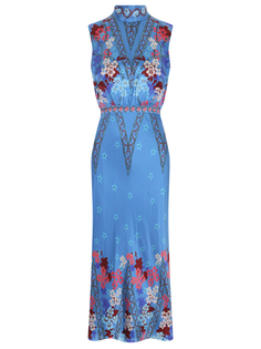 Платье шелковое с принтом Saloni