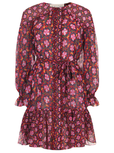 Платье шелковое с принтом Saloni