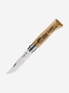 Нож Opinel №8, нержавеющая сталь, рукоять дуб, гравировка рыба, 002334,