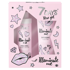 Подарочный набор 7 Days Illuminate Me Rose Girl Молочко для тела и спрей для волос