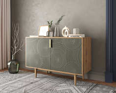 Комод с двумя дверками line r18/browngrey (etg-home) серый 124x84x50 см.