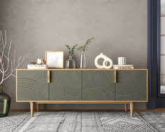 Комод под tv с четыремя дверками line r21/browngrey (etg-home) серый 164x64x45 см.