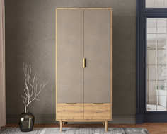 Шкаф двухстворчатый с ящиками line r26/beige (etg-home) серый 90x200x50 см.