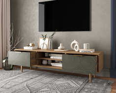Комод line с нишей низкий под tv r27/browngrey (etg-home) серый 180x50x45 см.