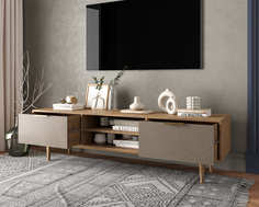 Комод line с нишей низкий под tv r27/beige (etg-home) серый 180x50x45 см.