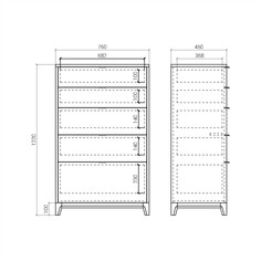 Высокий комод cs024 (the idea) коричневый 76x122x45 см.