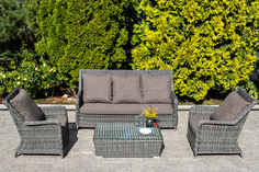 гляссе диван трехместный из искусственного ротанга, цвет графит (outdoor) серый