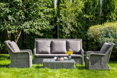 гляссе диван трехместный из искусственного ротанга (гиацинт), цвет графит (outdoor) серый