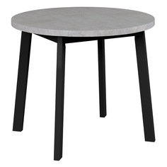 Стол next круглый раскладной 90-120x90x76,5см, бетон лайт, чёрный (bradexhome) серый