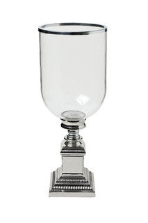 2k38906-ms ваза-подсвечник стеклянная с метал.основанием 18х18х47см (garda decor) серый