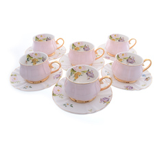 Набор чайных пар розовый тюльпан 200 мл (6 шт) (royal classics) розовый