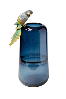 55rv6111l ваза стеклянная голубая с попугаем 16*15*38см (garda decor) голубой