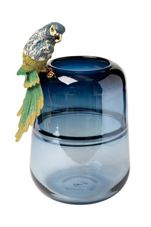 55rv6111s ваза стеклянная голубая с попугаем 19*17*30см (garda decor) голубой