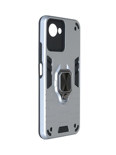 Чехол DF для Realme C30 / C30s с магнитом и кольцом Silver rmArmor-05