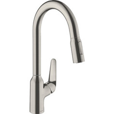 Смеситель для кухни Hansgrohe Focus с выдвижным изливом, нержавеющая сталь (71800800)