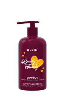 Шампунь для волос Ollin Professional Beauty Family, с экстрактом манго и ягод асаи, 500 мл