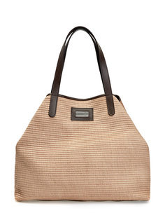 Плетеный тоут с вставками из кожи и вышивкой Punto Luce Peserico