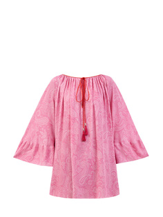 Блуза из тонкой вискозы с принтом и плетеными кисточками Etro