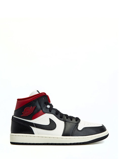 Кроссовки Jordan 1 Mid Black Sail Gym Red (W)