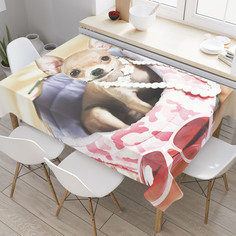 Скатерть прямоугольная JoyArty "Собака в косметичке" из оксфорда, 180x145 см