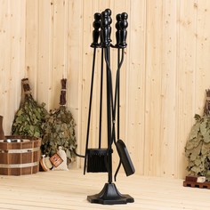 Каминный набор 78см: щётка, совок, кочерга, щипцы No Brand