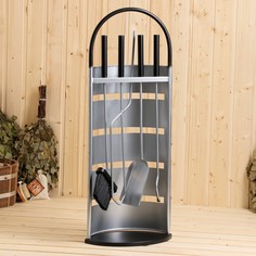 Каминный набор 66см: щётка, совок, кочерга, щипцы No Brand