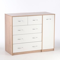 Комод 5 ящиков с дверью 1100х480х900 Дуб сонома/белый Клик Мебель