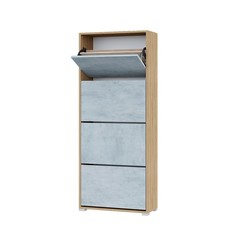 Обувница Домино XXL, 600х250х1567, Дуб золотой/Бетон No Brand