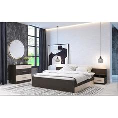 Спальня Леси, набор - комод 800, кровать 1600, тумбы 2 шт , Венге/Дуб белфорд No Brand