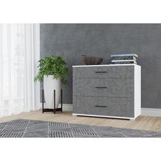 Комод Victor с 3 ящиками, 800х659х446, Белый/Бетон No Brand