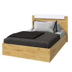 Кровать ЭКО 1200х2000 дуб вотан/белый гладкий No Brand