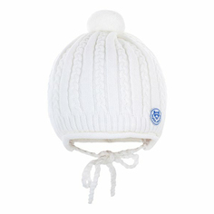 Шапка для мальчика зимняя Чудо-Кроха вязаная белая р 42-44
